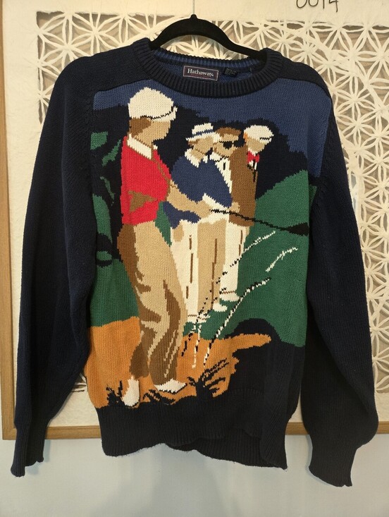 hathaway Other - Vintage Hathaway Hand Intarsia Golf Sweater Men’s Large Multicolor 90s Knit